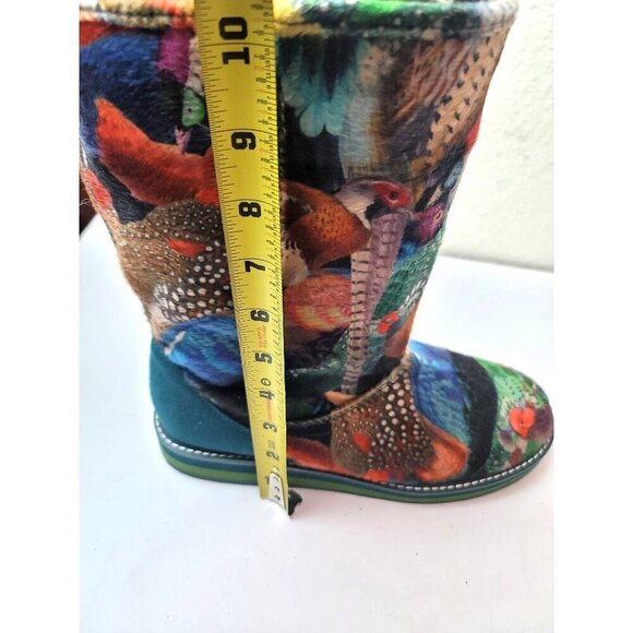 Desigual Authentic Women's Flat Velvet Mid Calf Panda Festival Boots Size 39 - Picture 12 of 13